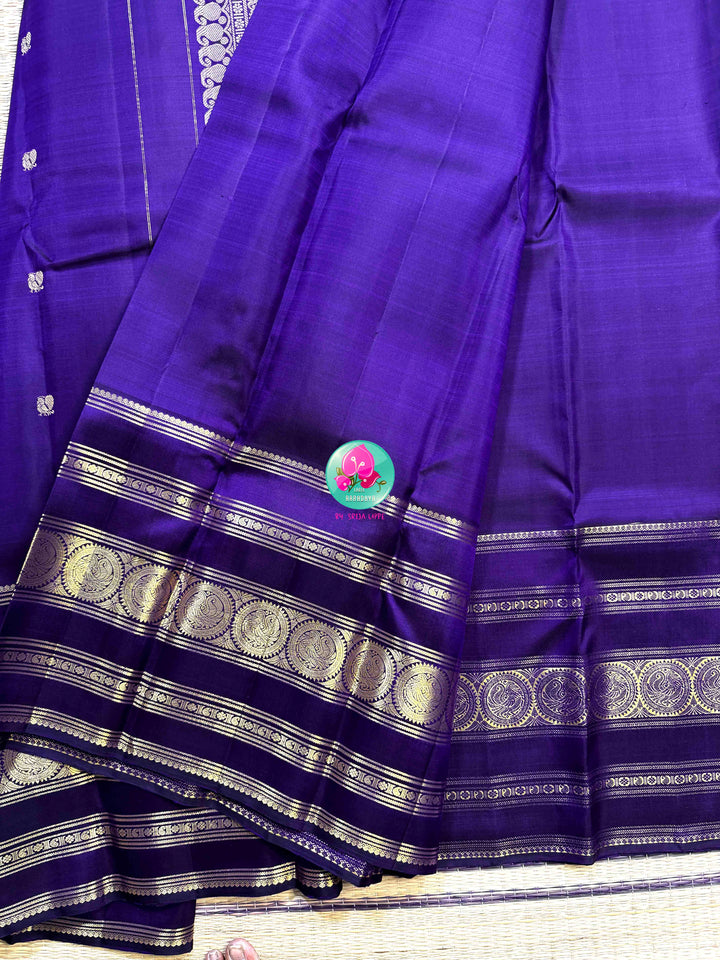 Amethyst Majesty: Deep Purple 2G Kanchipattu Saree with a Grand Imperial Border