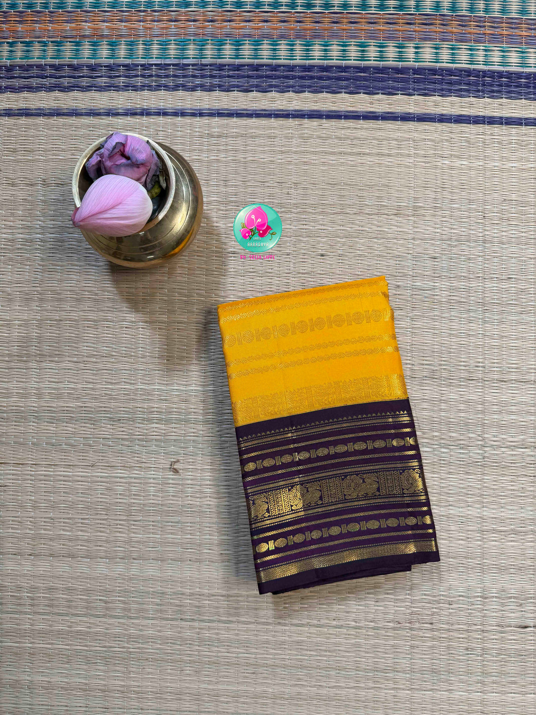 Golden Vines & Amethyst Shadows: Traditional Yellow 2G Kanchipattu saree with Beldari Grandeur