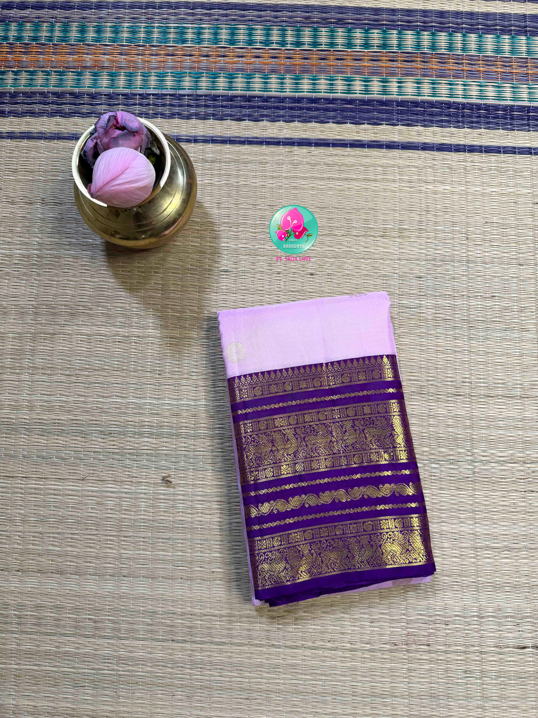 "Decemberaalu": Light Lilac Pure Kanchipattu Saree with Royal Amethyst Borders