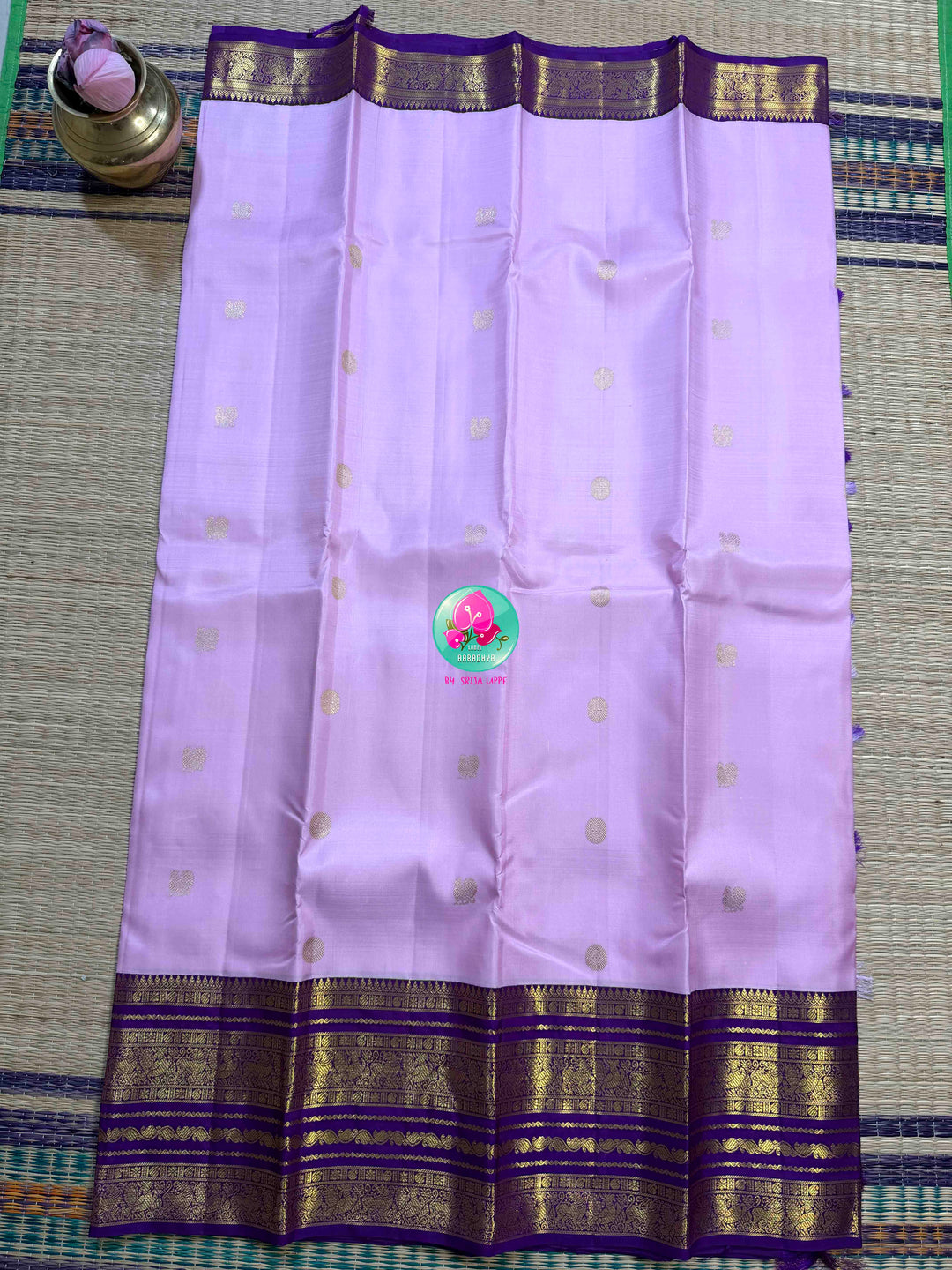 "Decemberaalu": Light Lilac Pure Kanchipattu Saree with Royal Amethyst Borders
