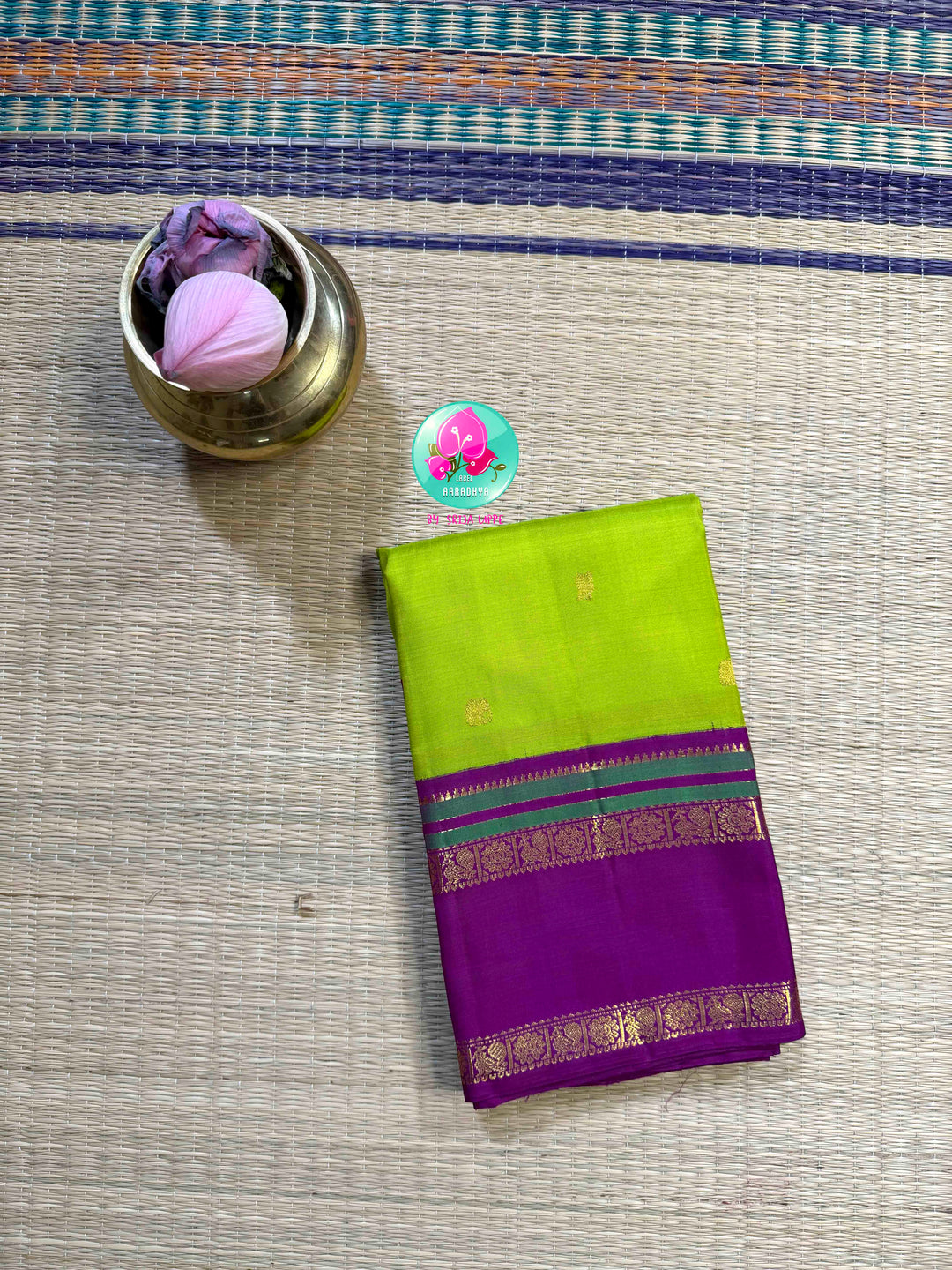 Verdant Bliss: Parrot Green 2G Kanchipattu Saree with Magenta Majesty