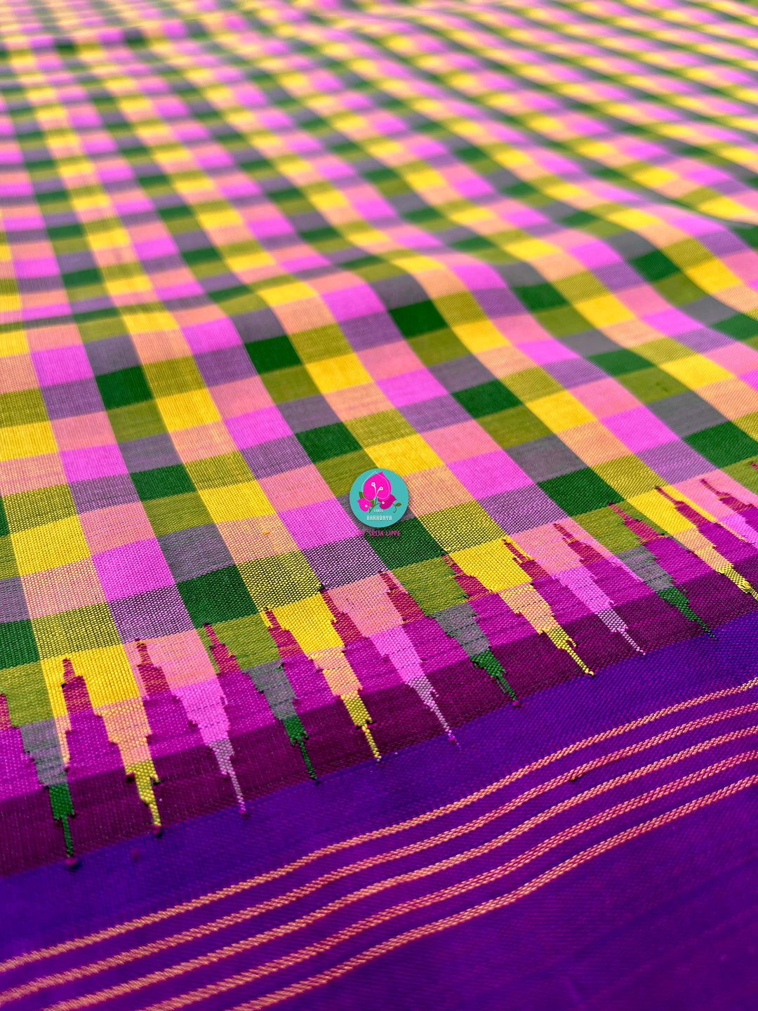 Vintage Checkered Kanchipattu Saree with Paithani Maggam & Hand-Embroidered Bird Blouse