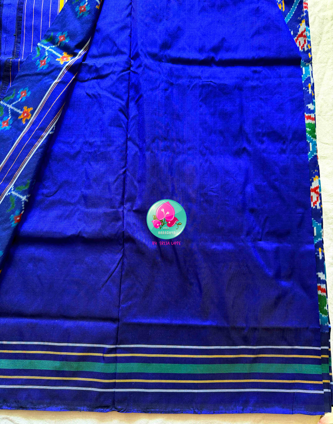 Royal Blue Double Ikkat Pure Silk Patola Saree in eight sacred motifs design