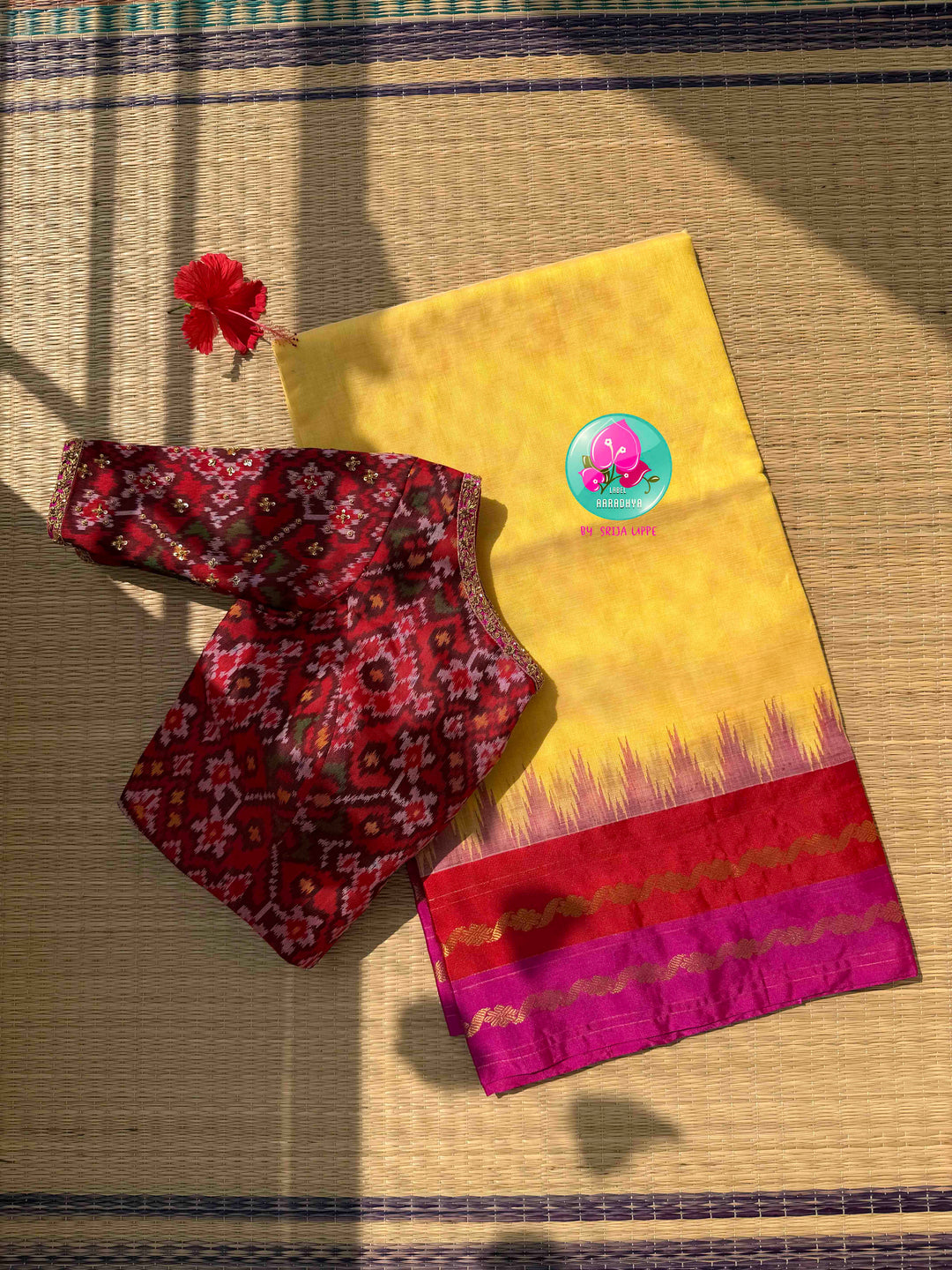 Traditional Crafts Nu Anupam Sangam: Pure Handloom Ponduru Khadi Silk Saree With Kanchi Style Border & Pure Patola Silk Fusion Blouse