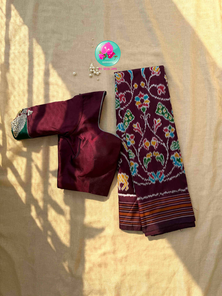 The Enchanted Forest: Pure Silk Ikkat Saree with Sovereign Peacock Artistry