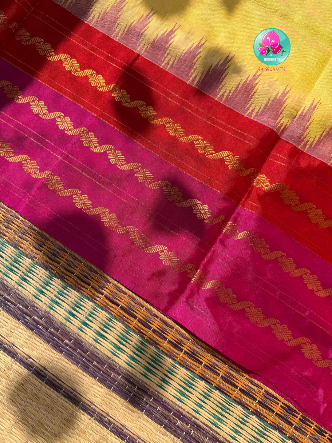 Traditional Crafts Nu Anupam Sangam: Pure Handloom Ponduru Khadi Silk Saree With Kanchi Style Border & Pure Patola Silk Fusion Blouse