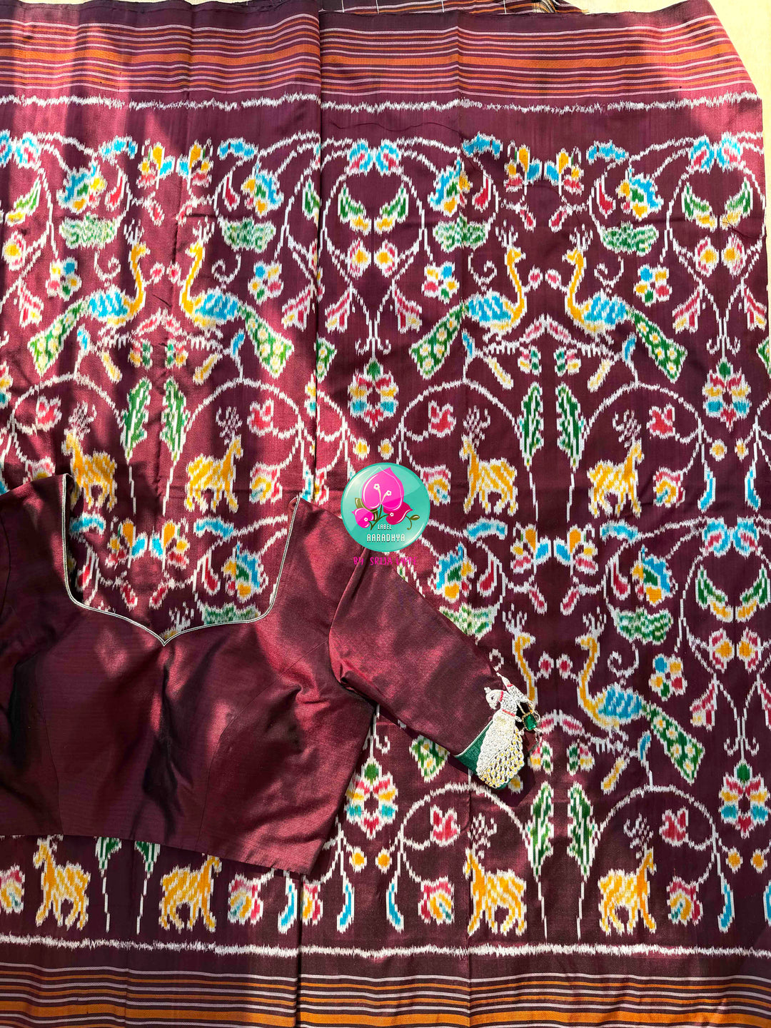 The Enchanted Forest: Pure Silk Ikkat Saree with Sovereign Peacock Artistry