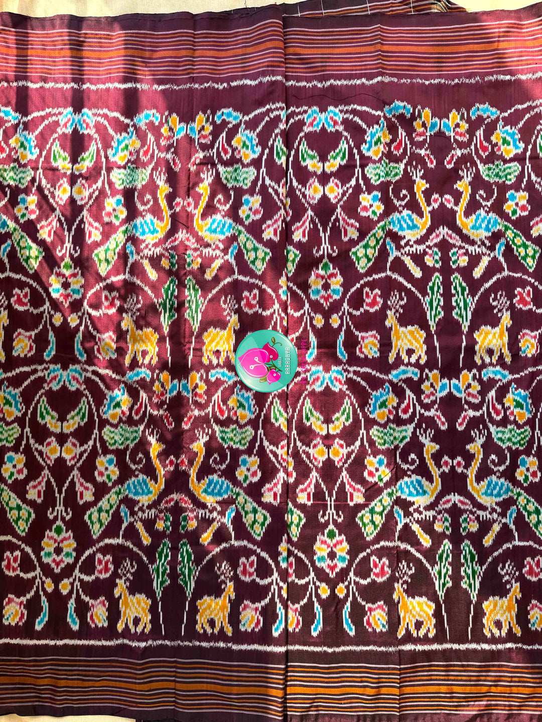 The Enchanted Forest: Pure Silk Ikkat Saree with Sovereign Peacock Artistry