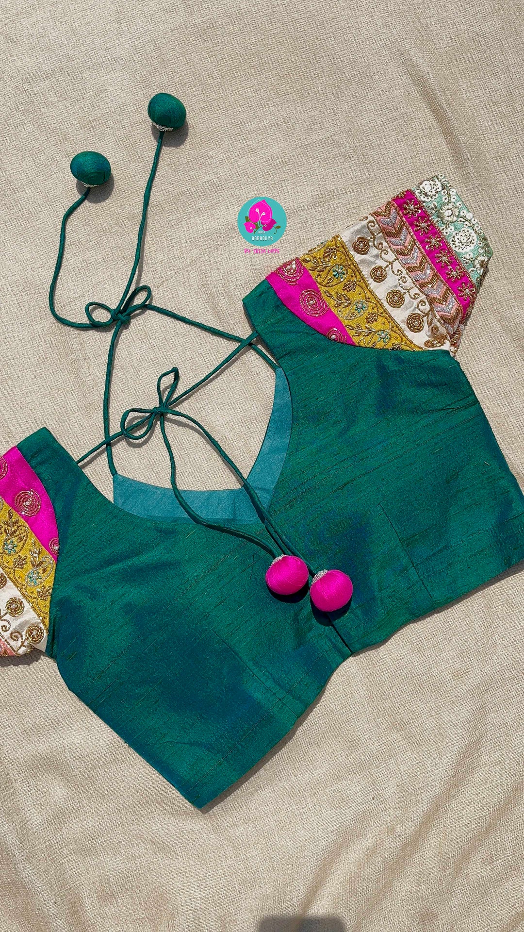 Pure rawsilk maggam work blouse with handmade latkans