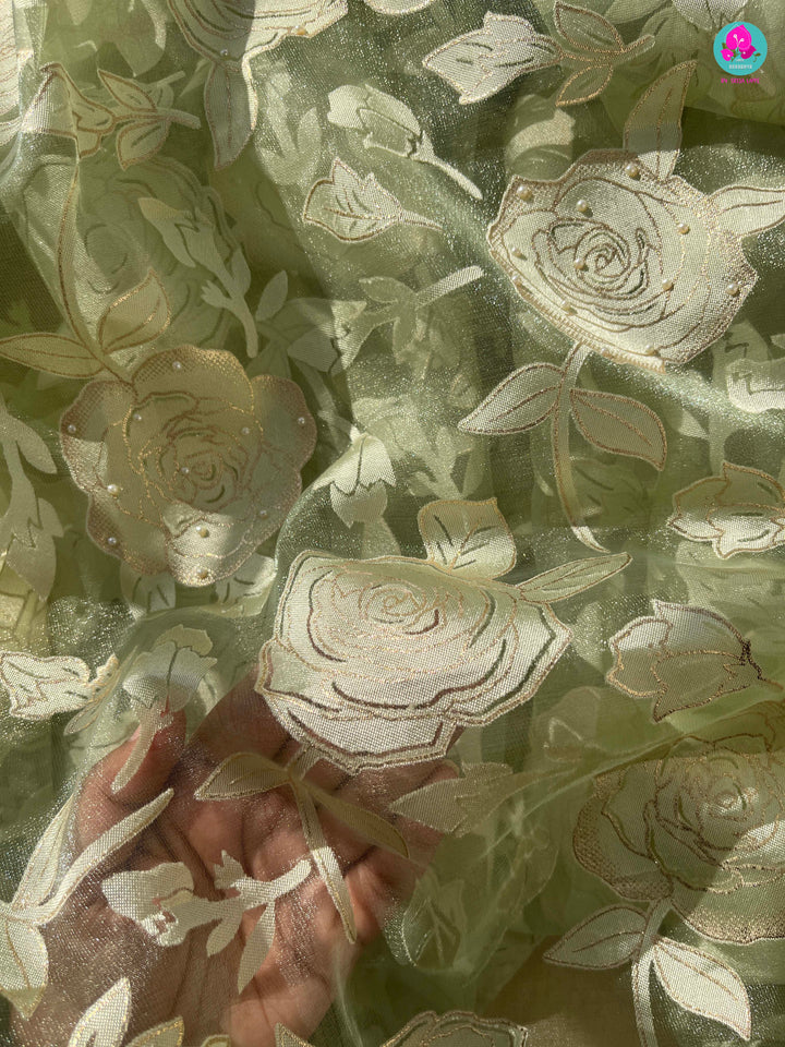 Falling Organza brasso Saree with rose design