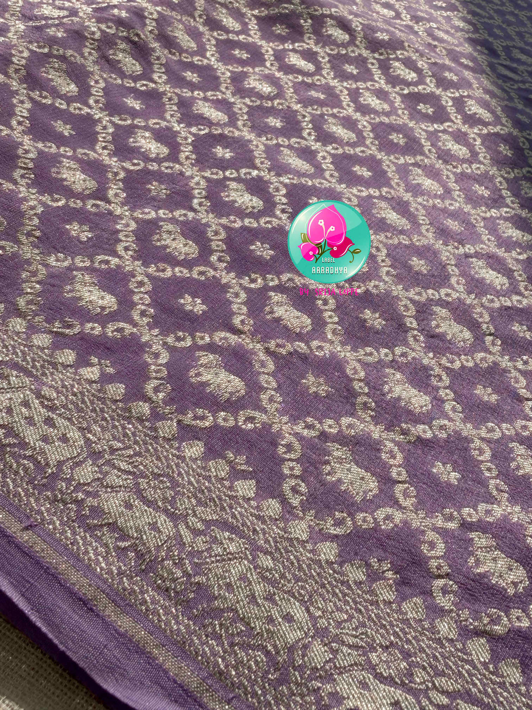 Ethereal Lavender: Banarasi Khaddi Georgette Saree with Nandhini Motifs & Silver Artistry