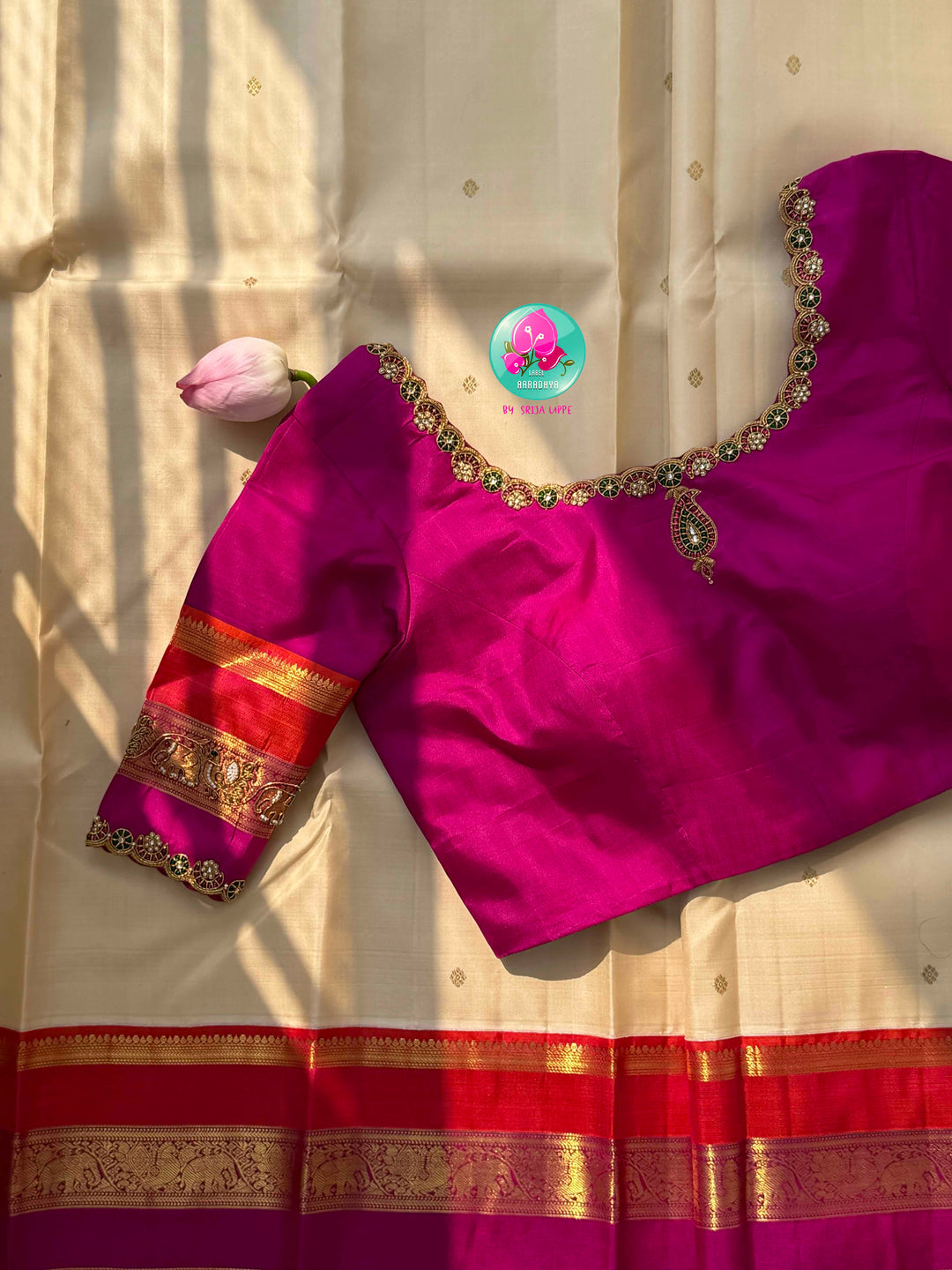 The Celestial Heirloom: Serene Off-White Kanjivaram Saree with Surya-Chandrulu Artistry