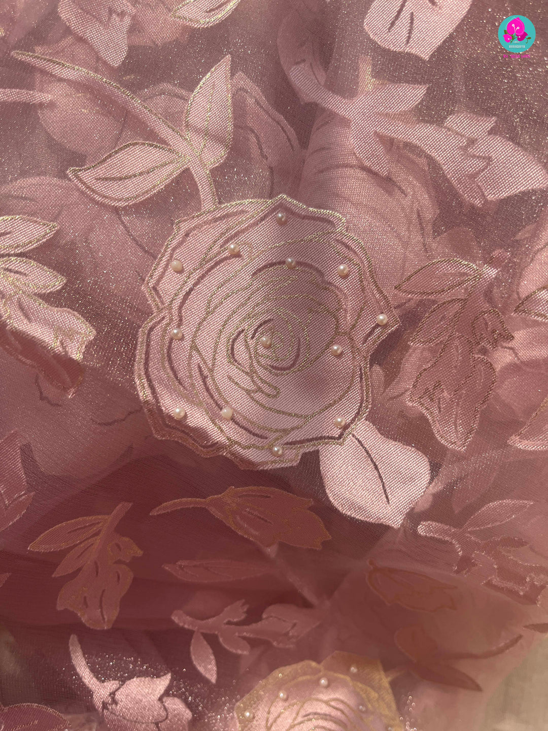 Falling Organza brasso Saree with rose design