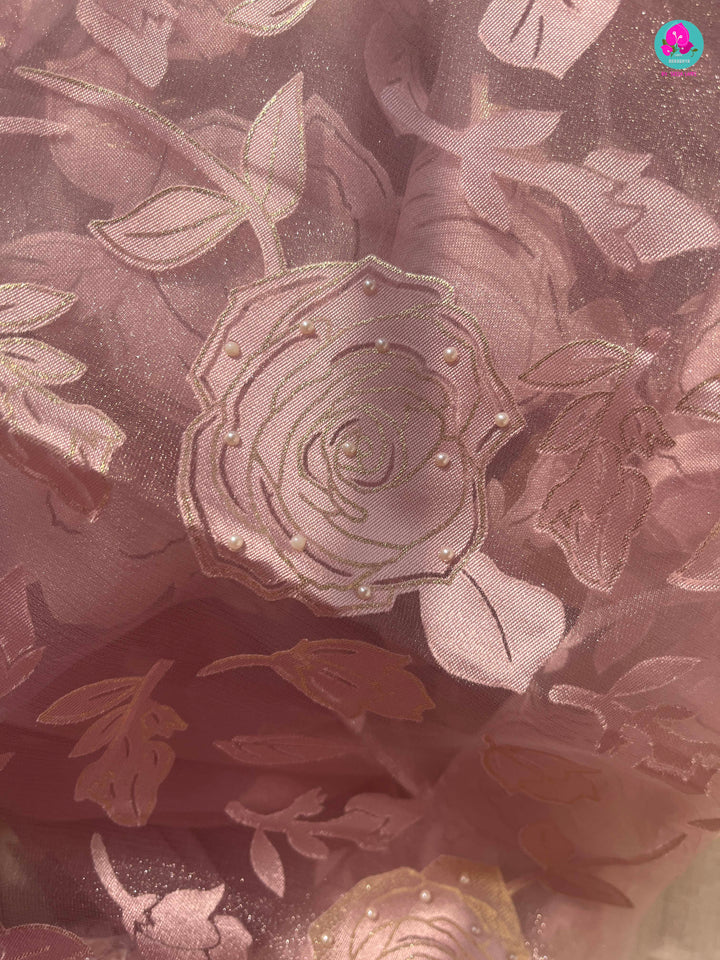 Falling Organza brasso Saree with rose design