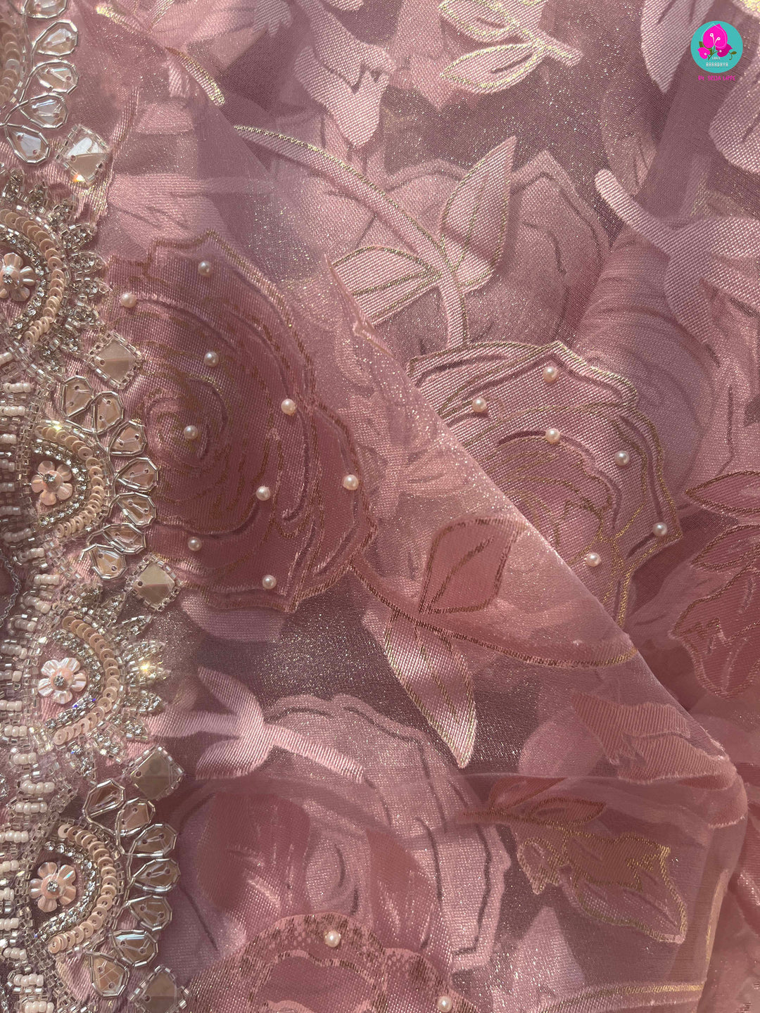 Falling Organza brasso Saree with rose design