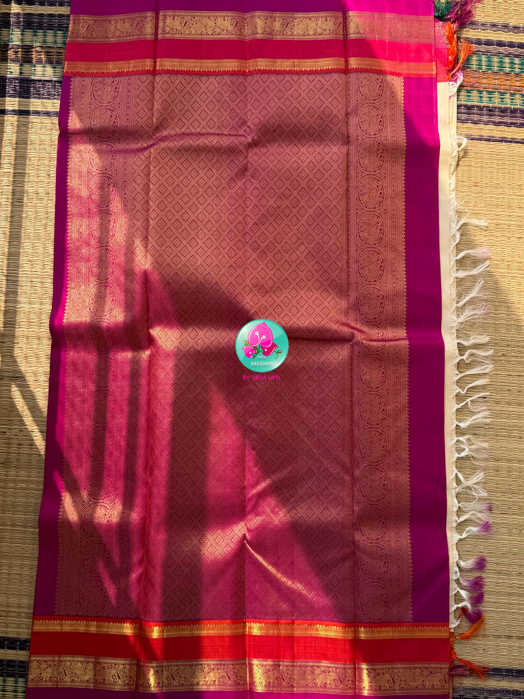 The Celestial Heirloom: Serene Off-White Kanjivaram Saree with Surya-Chandrulu Artistry