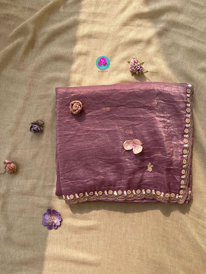 Soft Crush organza saree with hand embroidery