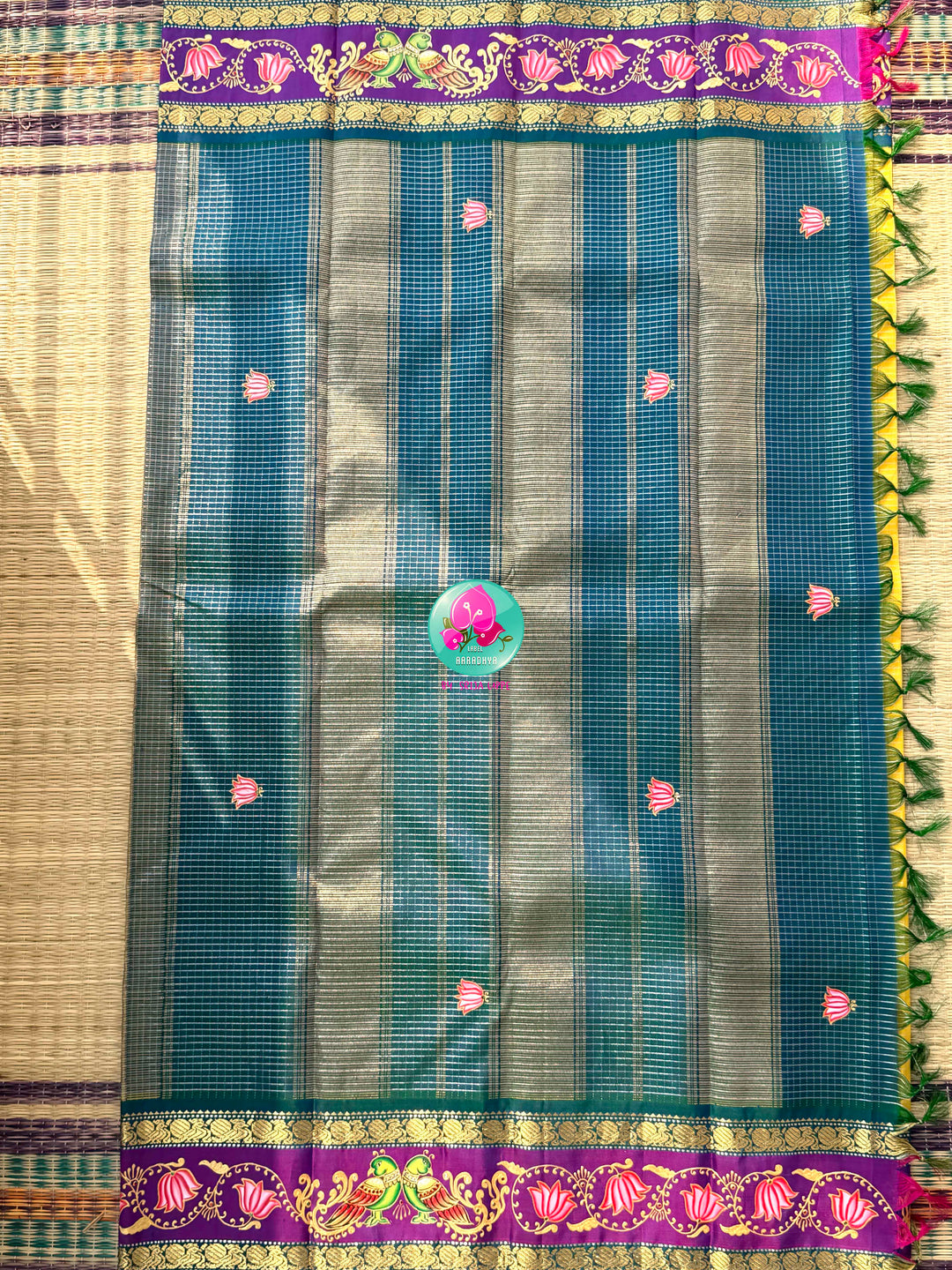 Sacred Sunbeams: Yellow Vaira Oosi Kanchipuram Saree with Tanjore Hand-Painted Artistry