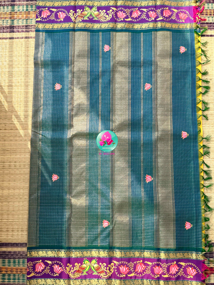 Sacred Sunbeams: Yellow Vaira Oosi Kanchipuram Saree with Tanjore Hand-Painted Artistry