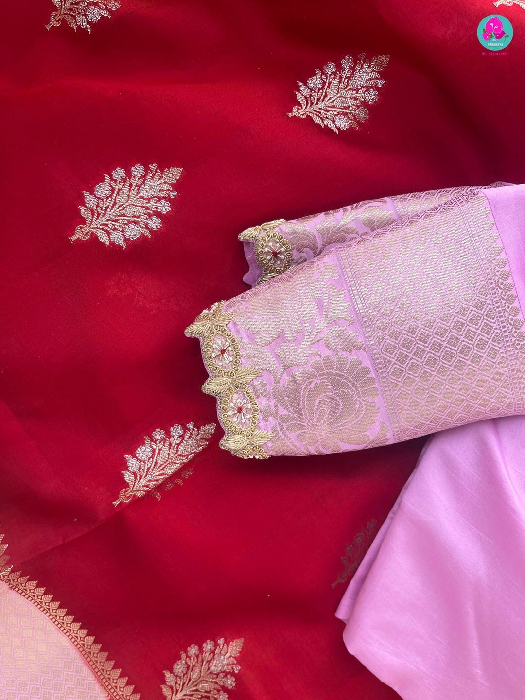 Pure Raw Mango silk Saree with Contrast Blouse