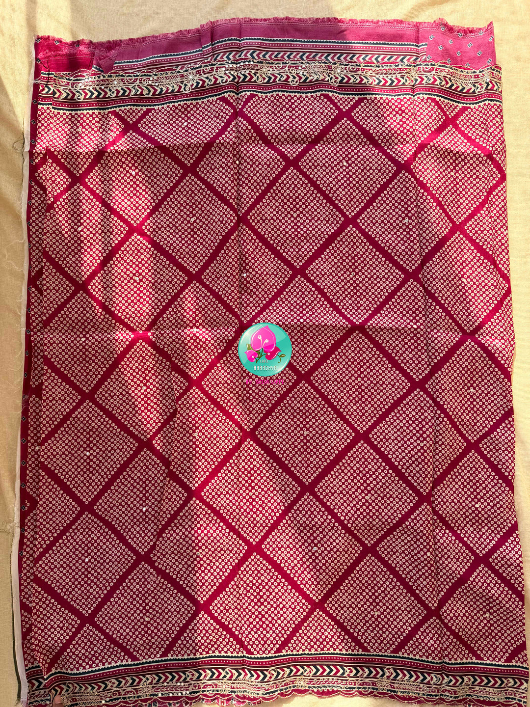 Pure Russian Silk Bandhani Saree with Ajrakh Heritage flavour