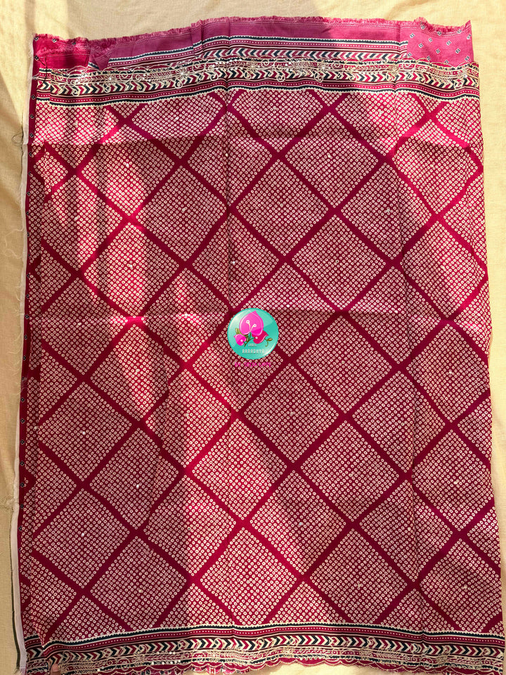 Pure Russian Silk Bandhani Saree with Ajrakh Heritage flavour