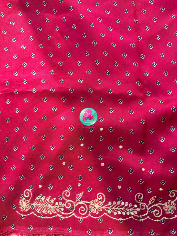 Pure Russian Silk Bandhani Saree with Ajrakh Heritage flavour