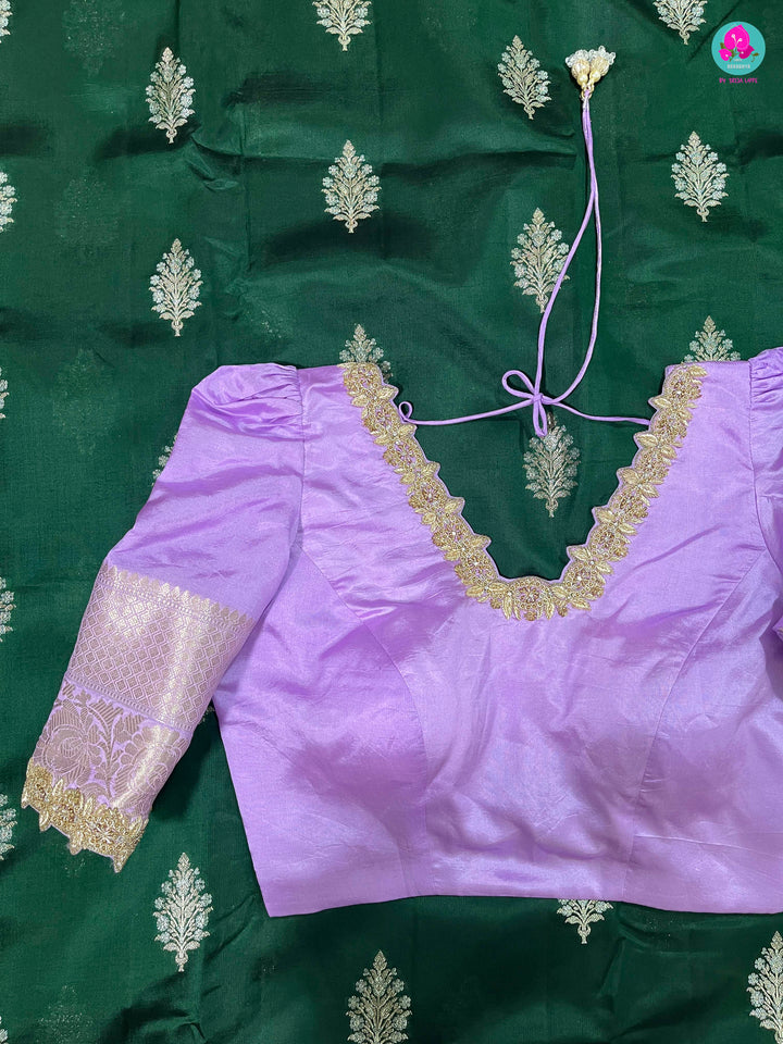Pure Raw Mango silk Saree with Contrast Blouse