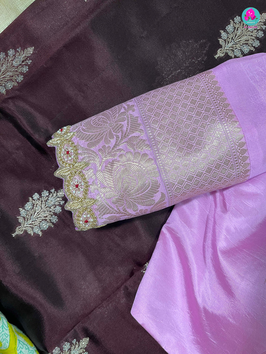 Pure Raw Mango silk Saree with Contrast Blouse