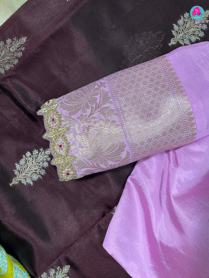 Pure Raw Mango silk Saree with Contrast Blouse
