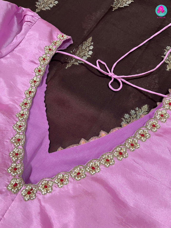 Pure Raw Mango silk Saree with Contrast Blouse