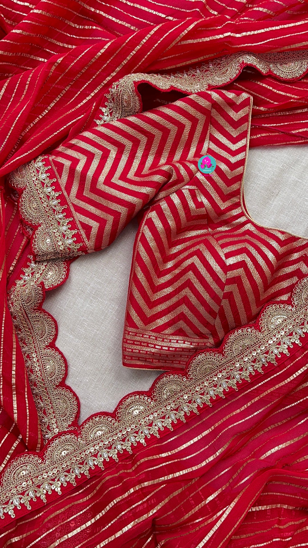 Red georgette saree