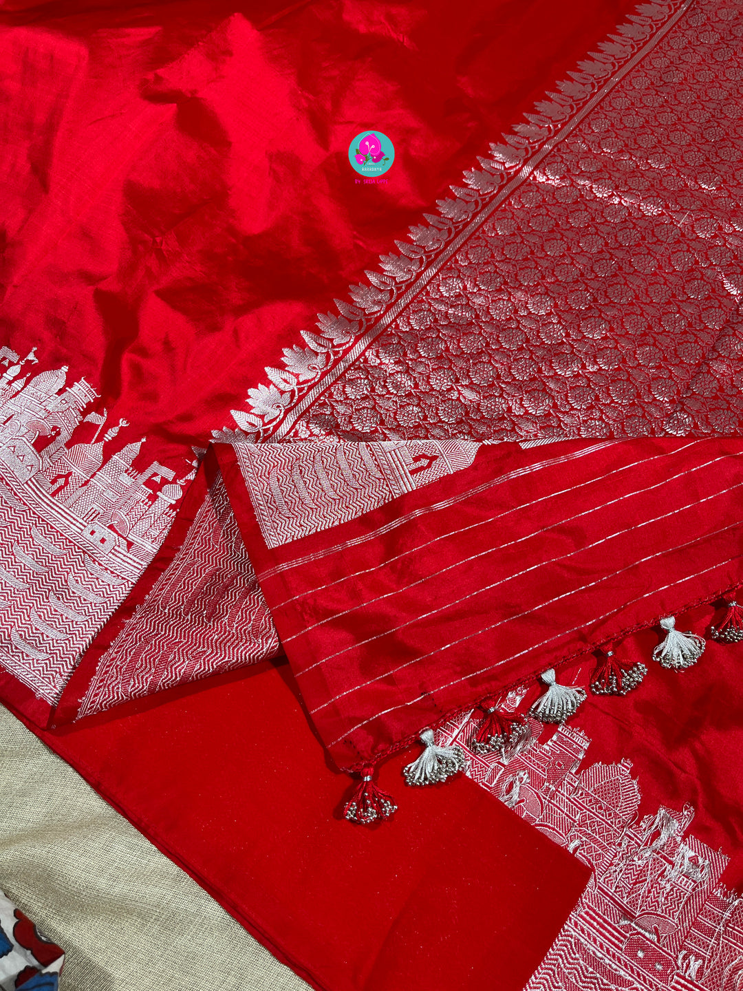 Request Pre-Order (Dispatch 45 Days) Classy Banarasi Pure katan silk Saree with Ganga Ghat weaving