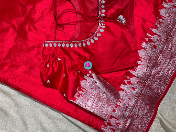 Request Pre-Order (Dispatch 45 Days) Classy Banarasi Pure katan silk Saree with Ganga Ghat weaving