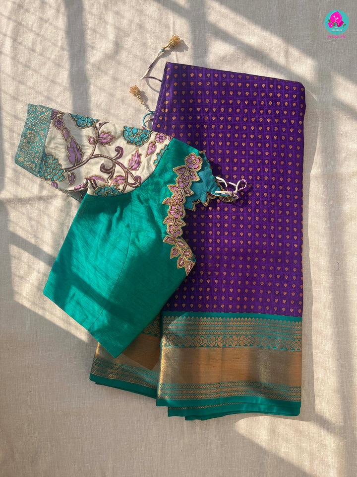 Semi Silk Saree with Applique work blouse