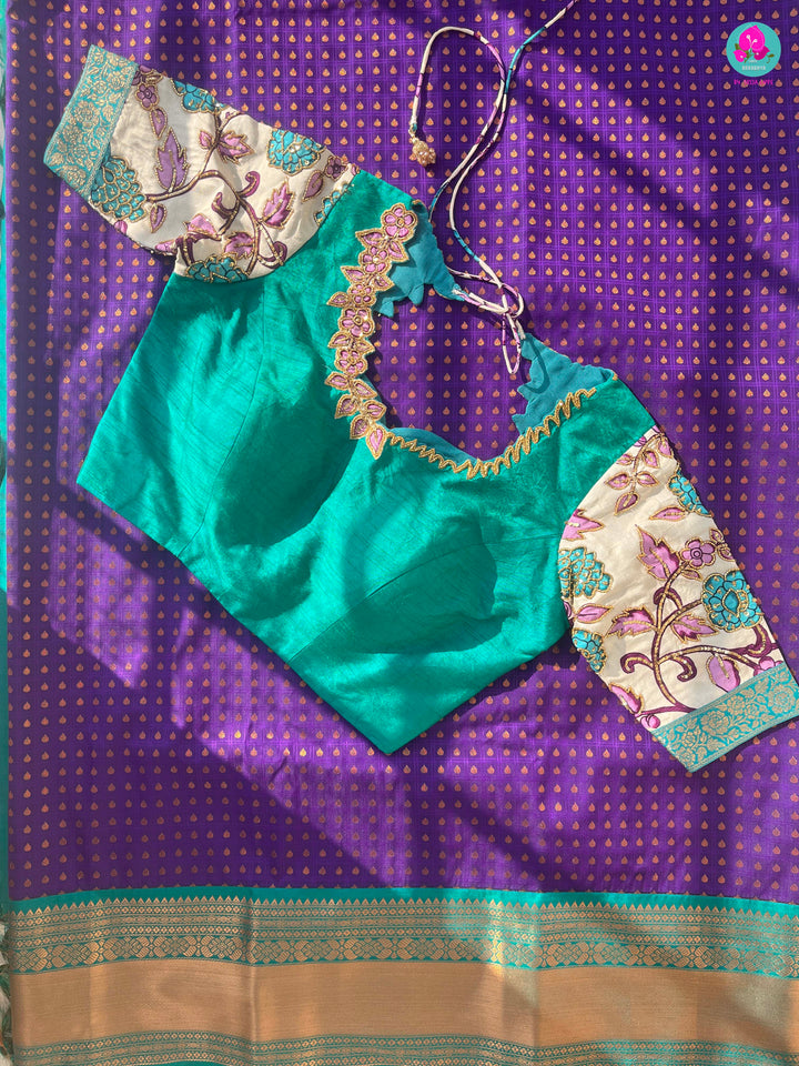 Semi Silk Saree with Applique work blouse