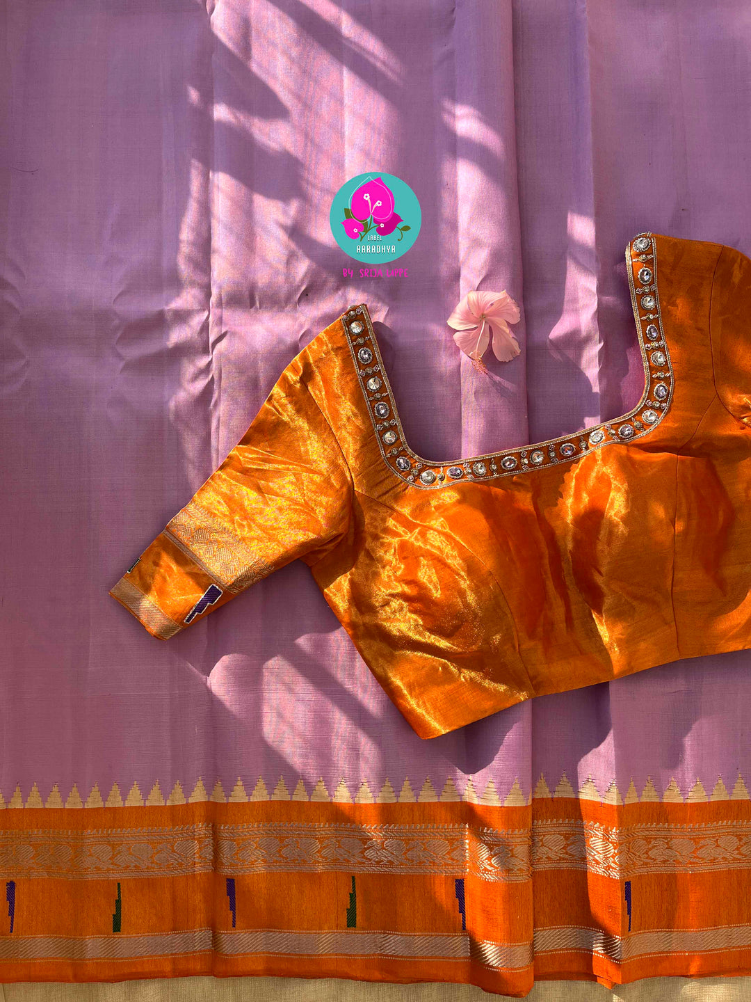 Lavender Twilight & Shimmering Dawn: The Gadwal Tissue Saree & Hand-Embellished Dream