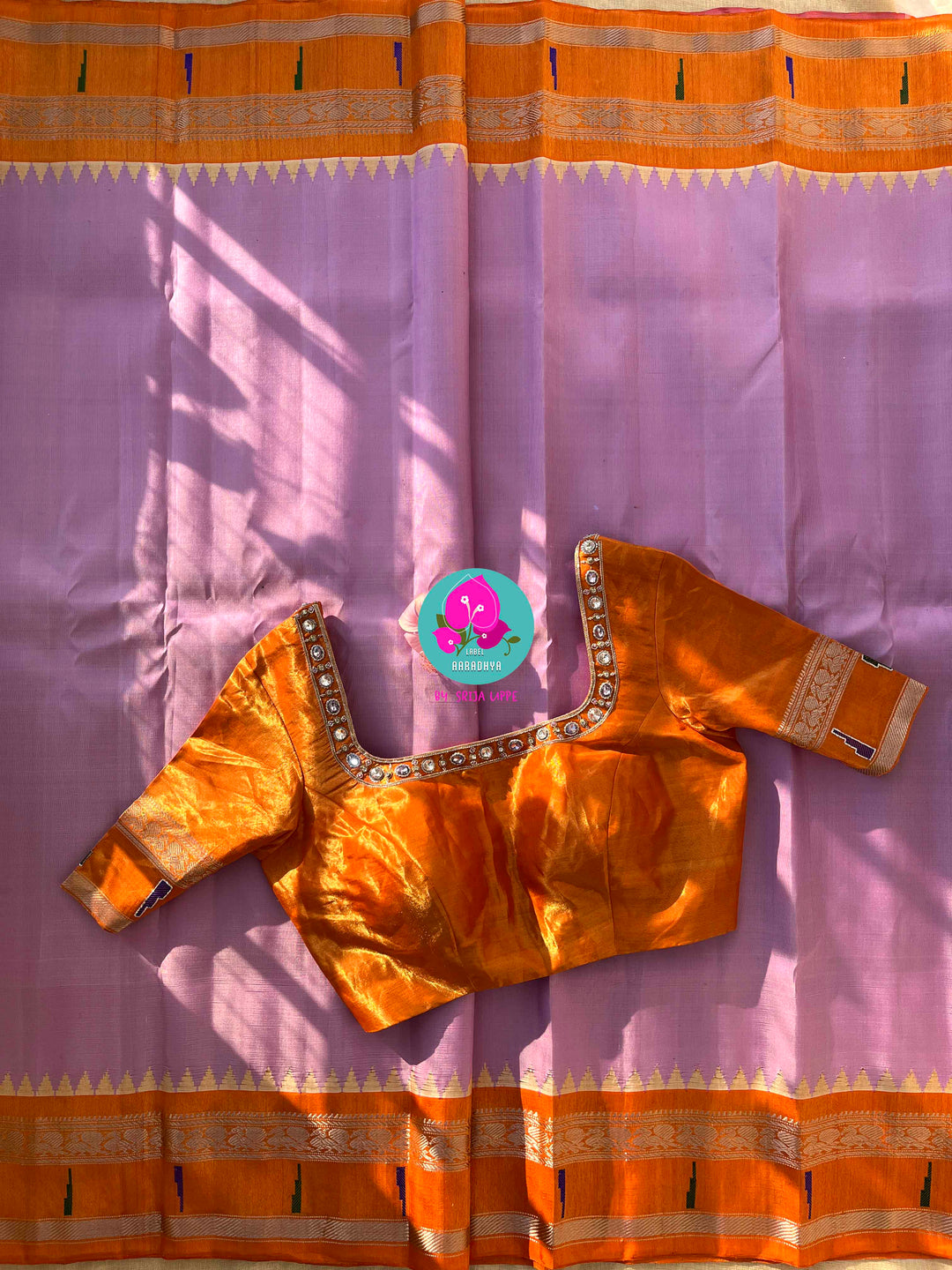 Lavender Twilight & Shimmering Dawn: The Gadwal Tissue Saree & Hand-Embellished Dream