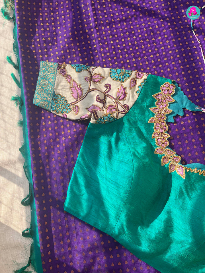 Semi Silk Saree with Applique work blouse