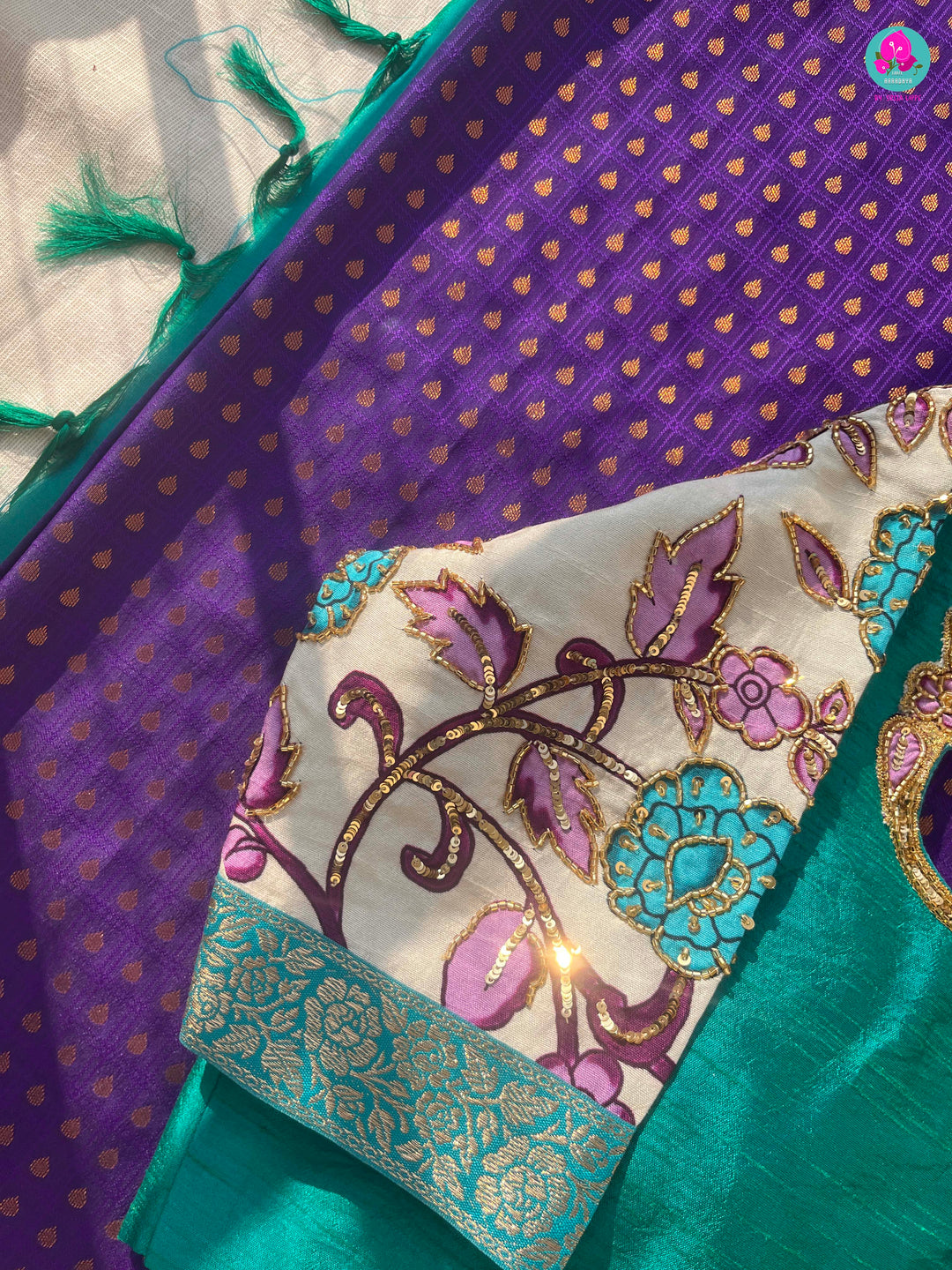 Semi Silk Saree with Applique work blouse