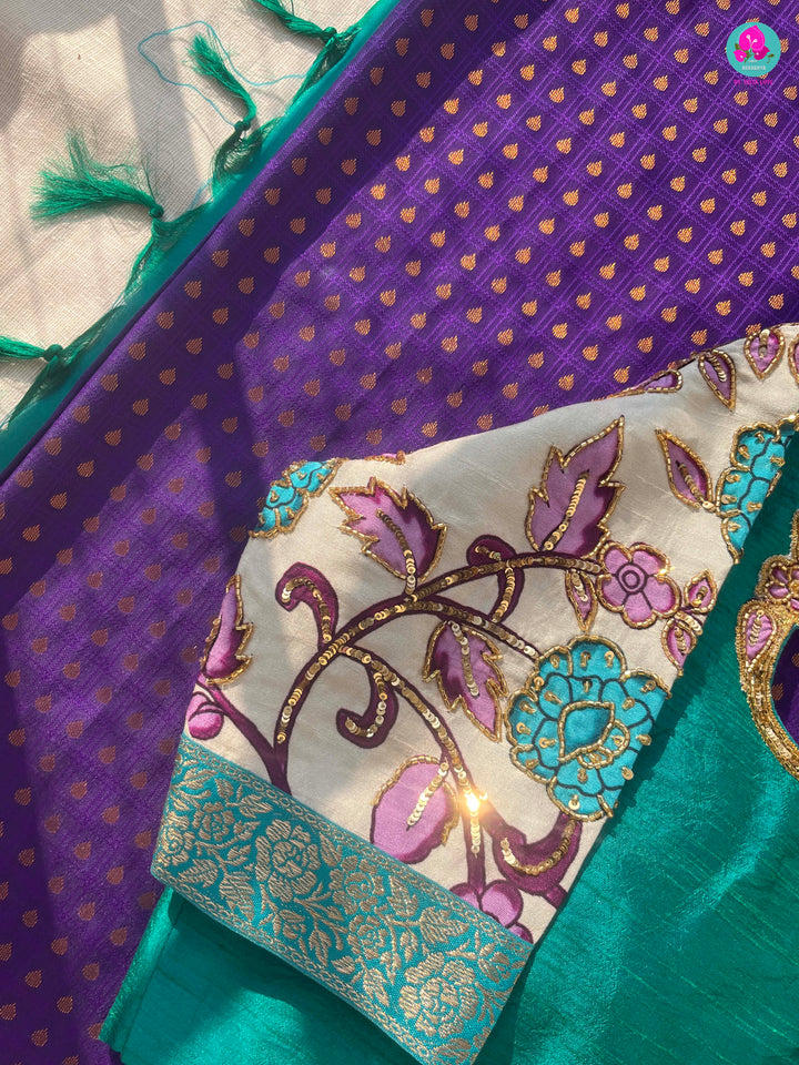 Semi Silk Saree with Applique work blouse