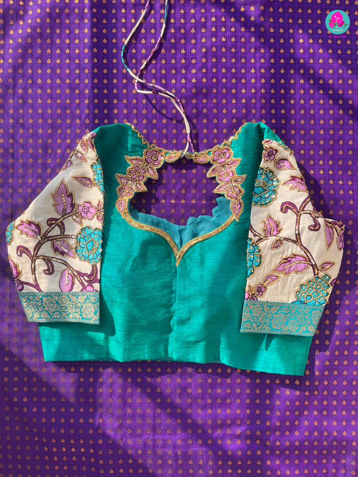Semi Silk Saree with Applique work blouse