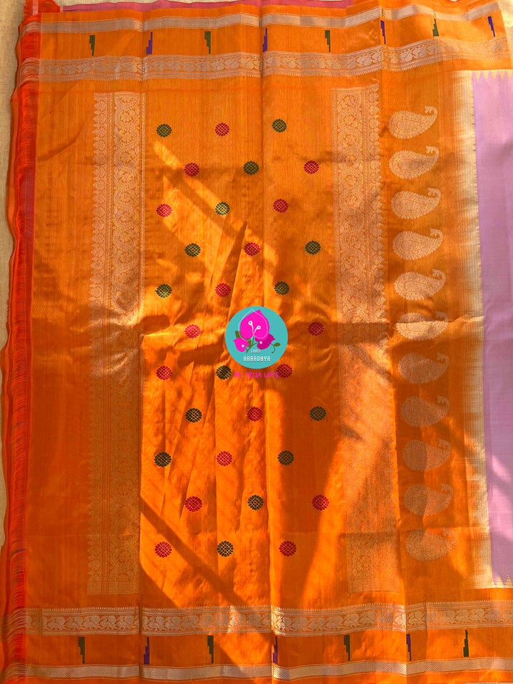 Lavender Twilight & Shimmering Dawn: The Gadwal Tissue Saree & Hand-Embellished Dream