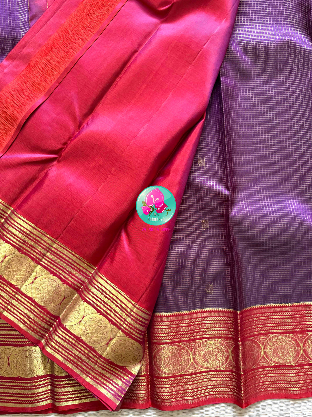 Imperial Violet: Pure Dark Purple Vaira Oosi Kanchipattu Saree with Traditional Grandeur