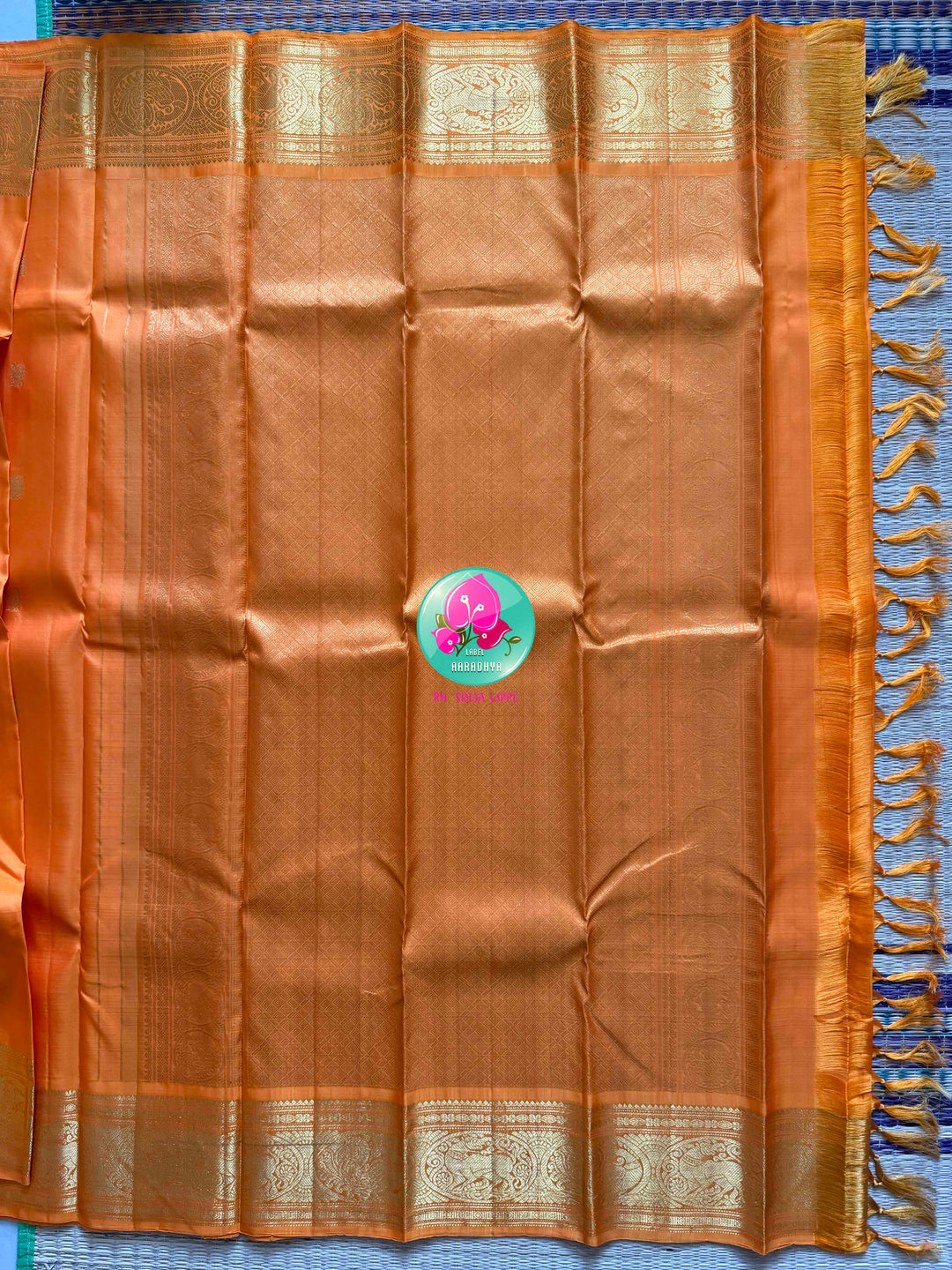 Saffron Radiance: Pure Orange 2g Kanchipattu Saree with Traditional Grandeur