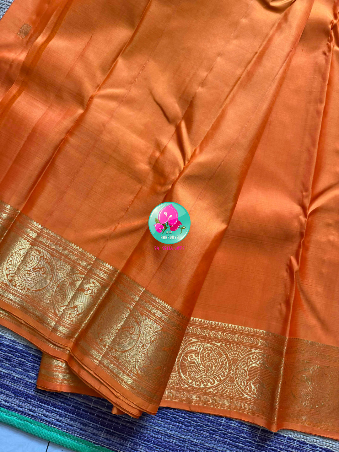 Saffron Radiance: Pure Orange 2g Kanchipattu Saree with Traditional Grandeur