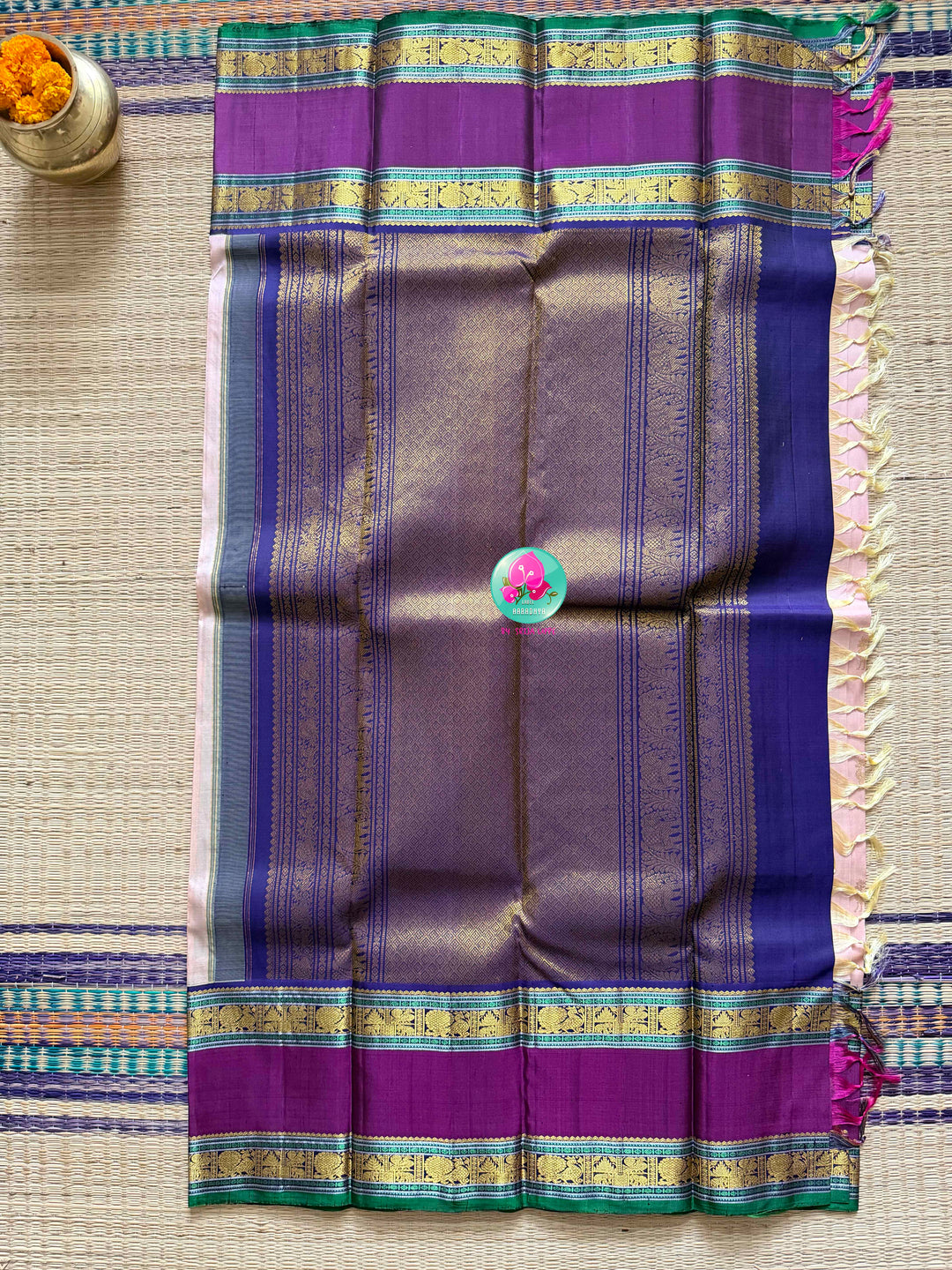 The Petal Gallop: Light Pink 2G Kanchipattu Saree with Aswamedham Artistry