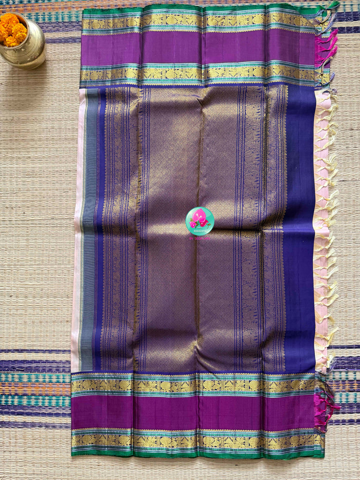 The Petal Gallop: Light Pink 2G Kanchipattu Saree with Aswamedham Artistry