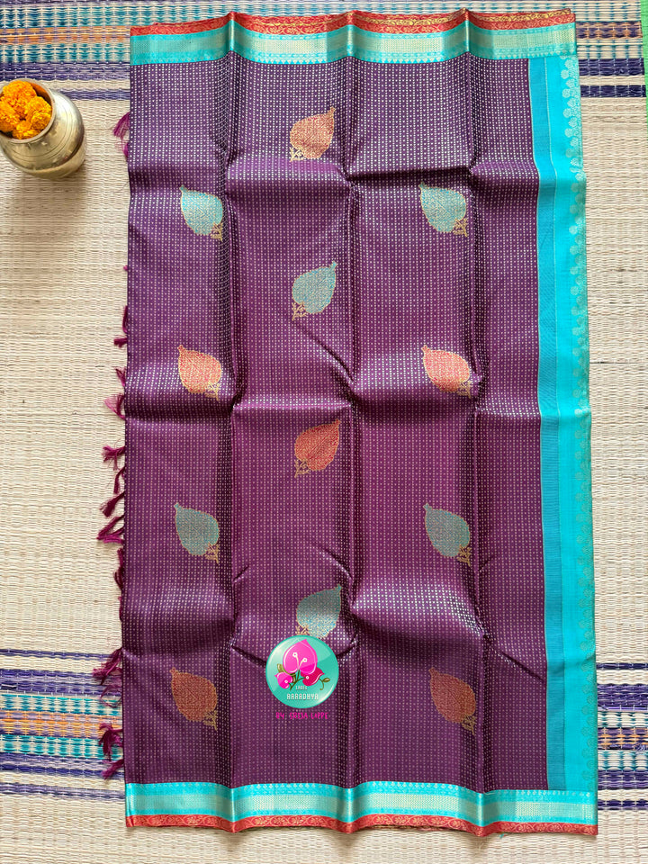 The Orchid Empress: Purplish Plum Exclusive Brocade Saree with 2G Zari