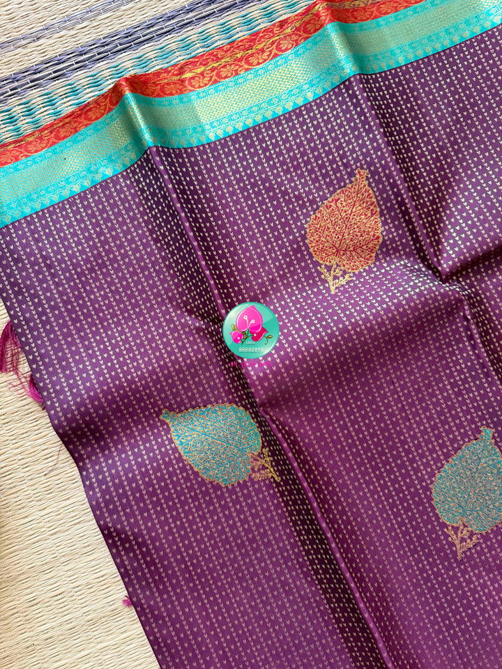 The Orchid Empress: Purplish Plum Exclusive Brocade Saree with 2G Zari